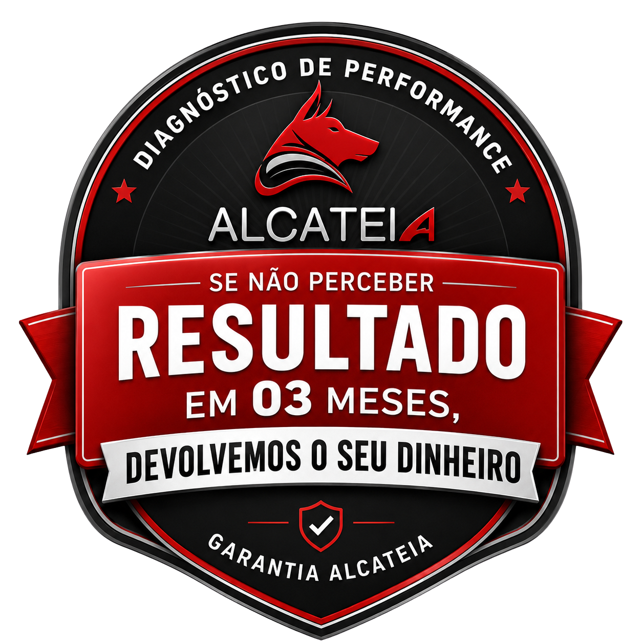 Selo do Diagnóstico de Performance Alcateia com garantia para empresas que investem em marketing digital