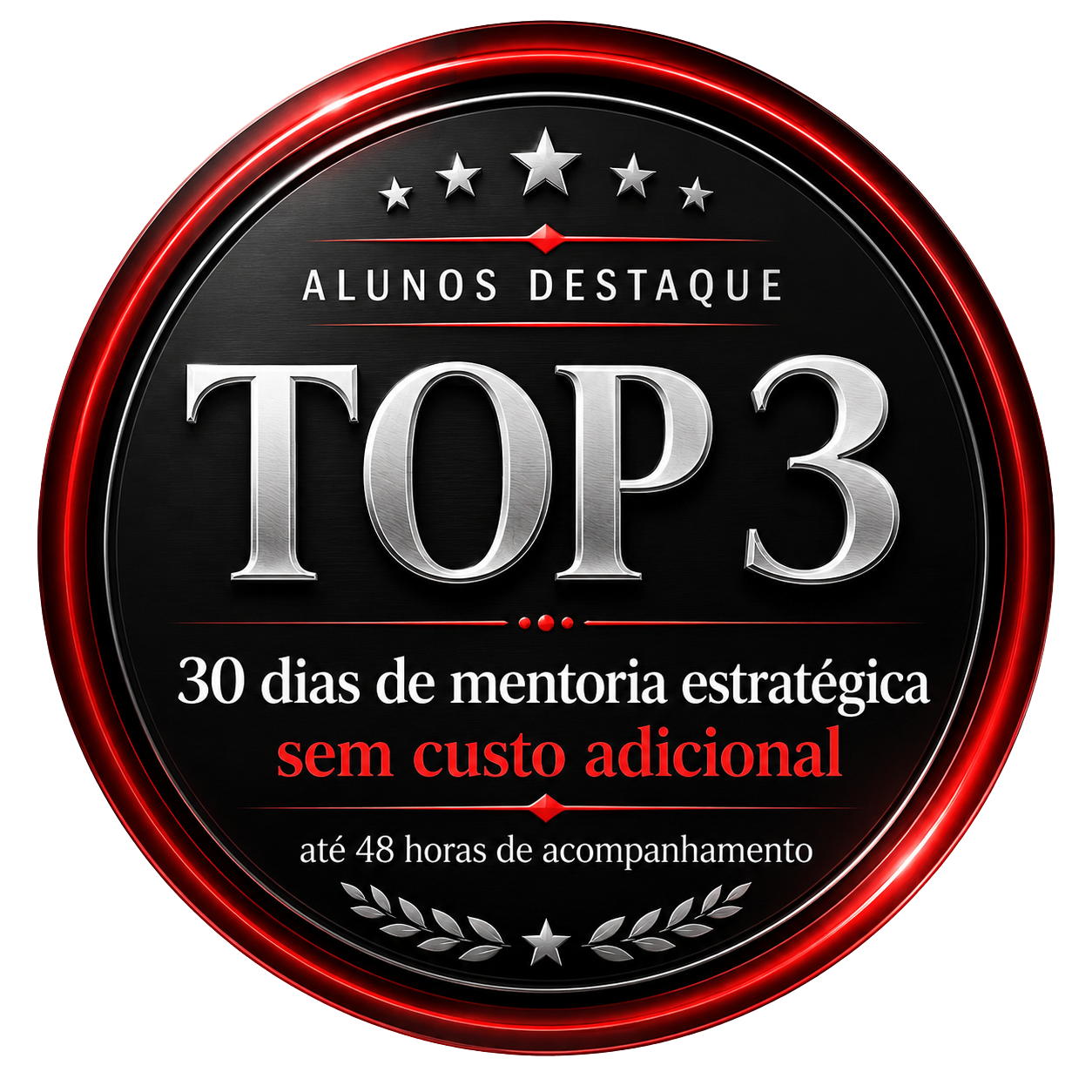 Selo Alunos Destaque Top 3 com mentoria estratégica no curso de marketing digital