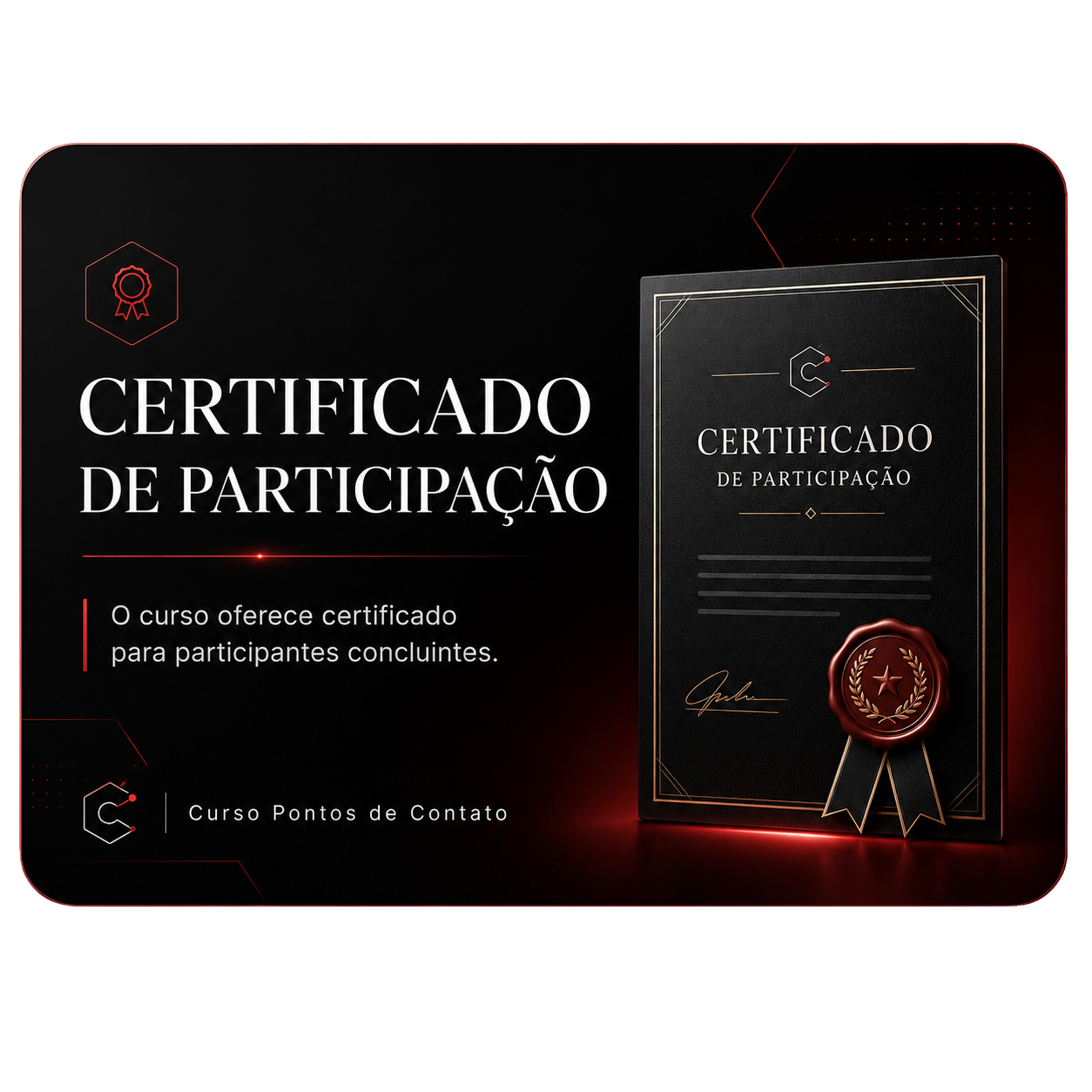 Certificado de participação do curso de marketing digital Pontos de Contato