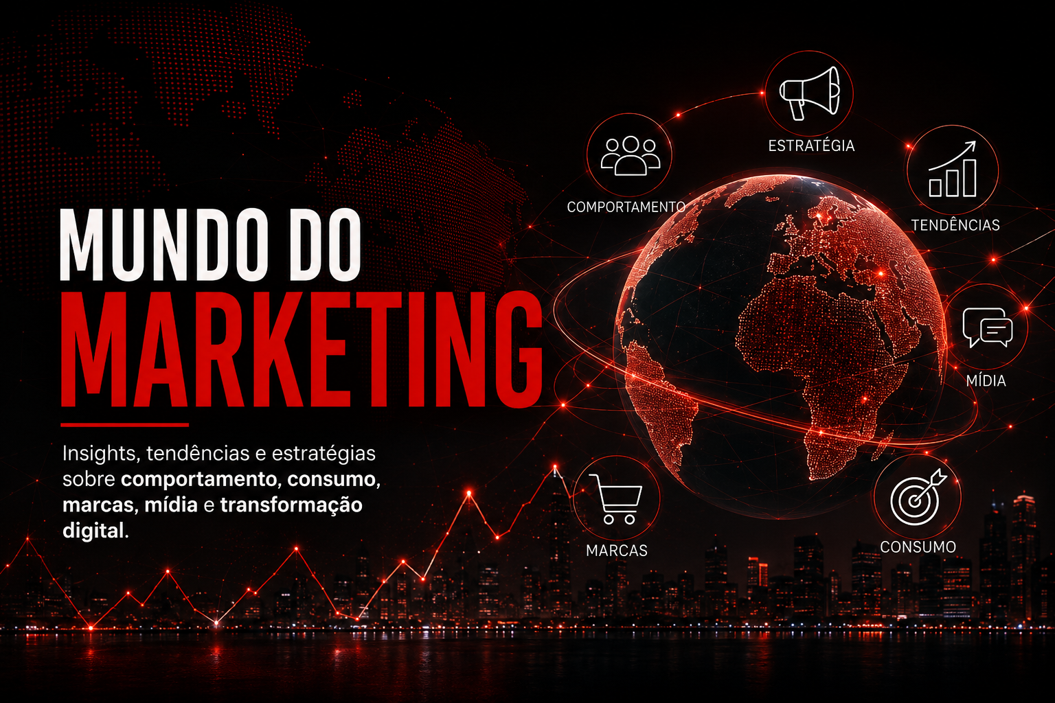 mundo do marketing com estratégia, comportamento, marcas, mídia e consumo